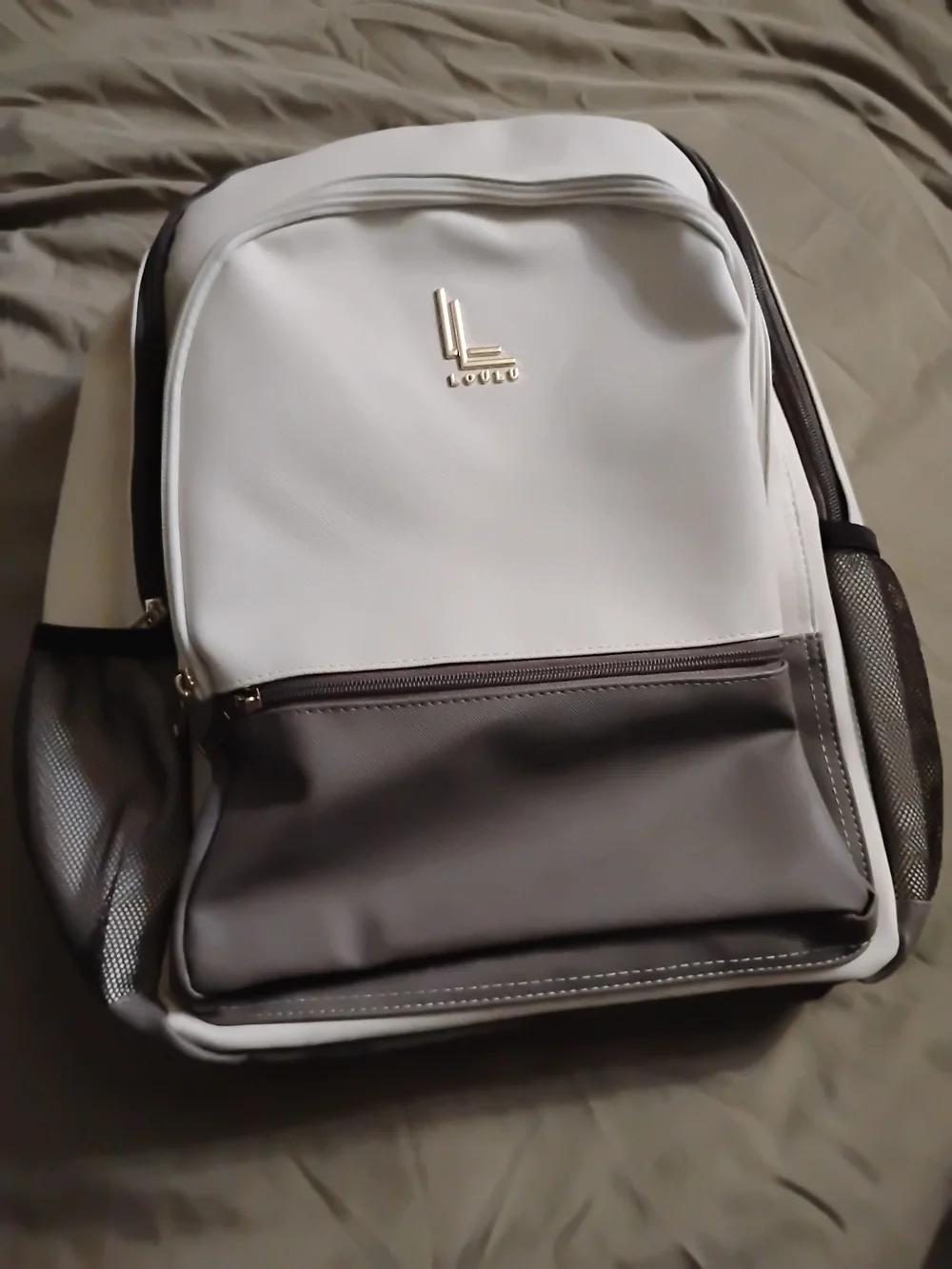 Louto White and Gray Everyday Backpack